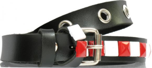 Red and White Prism Stud Belt