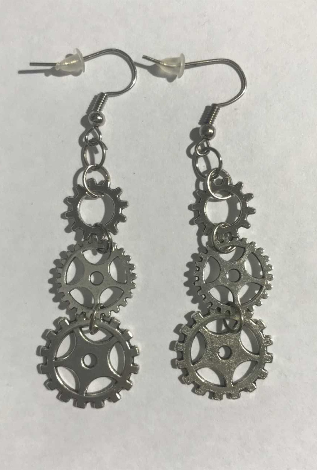 Silver Steampunk Cog Earrings (B)