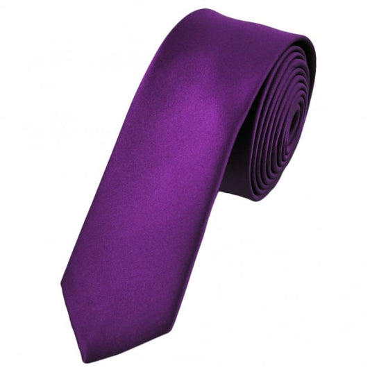 Dark Purple Satin Skinny Neck Tie
