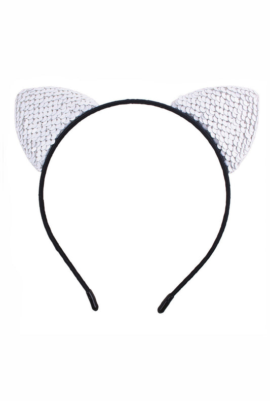 White Sequin Cat Ears