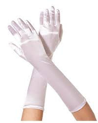 38cm Mid Length White Satin Gloves