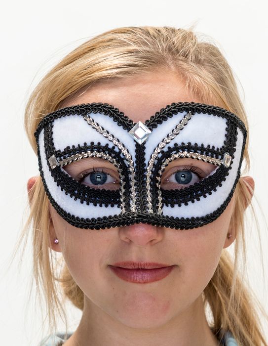 White Black and Silver Masquerade Mask
