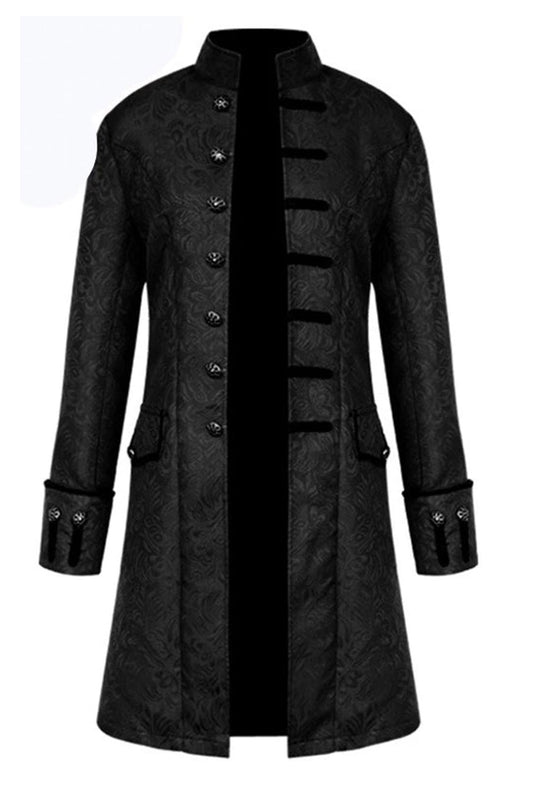 Italian steampunk gothic black pinstripe frock coat with
