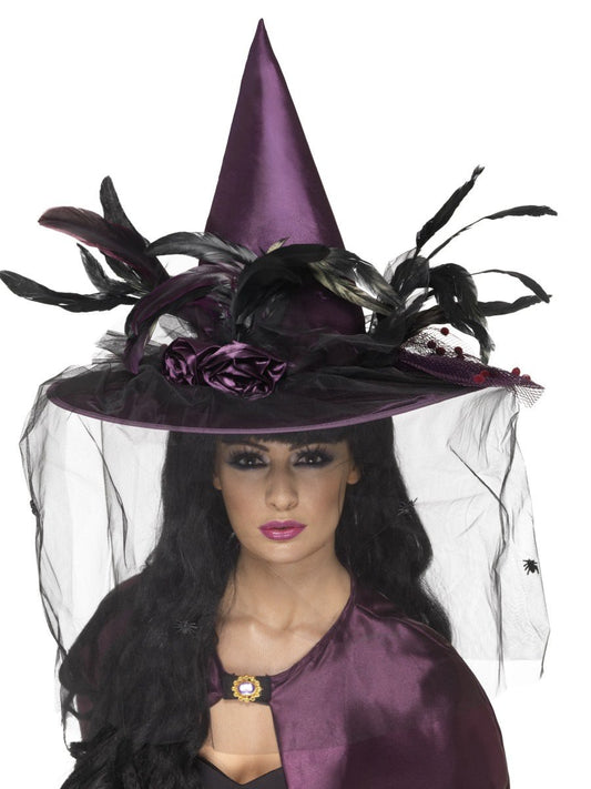 Net and Feathers Witch Hat