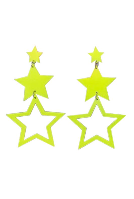 Neon Yellow Star Earrings