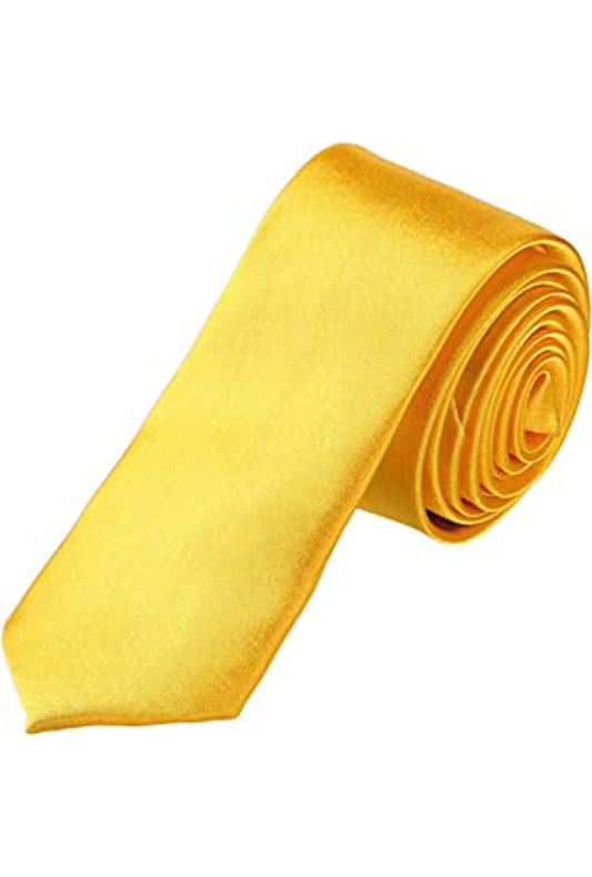 Golden Yellow Satin Skinny Neck Tie